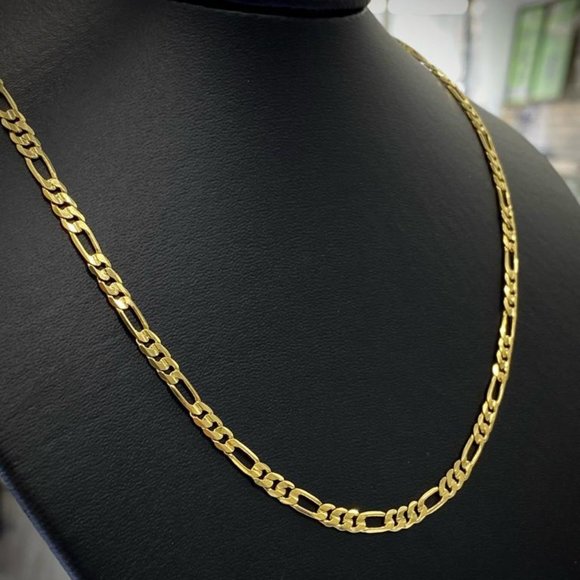 14K Solid Gold Filled Figaro Chain Necklace for Mens and Womens Inches 4mm - Picture 1 of 10